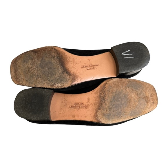 Salvatore Ferragamo Black Suede Loafers Size 9.5 - Picture 10 of 11